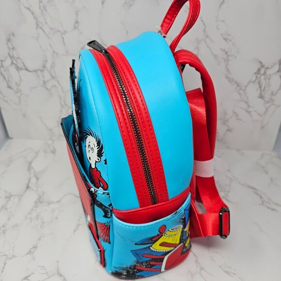NWT Loungefly Dr Seuss Thing 1 and 2 Box Mini Backpack - Picture 7 of 8